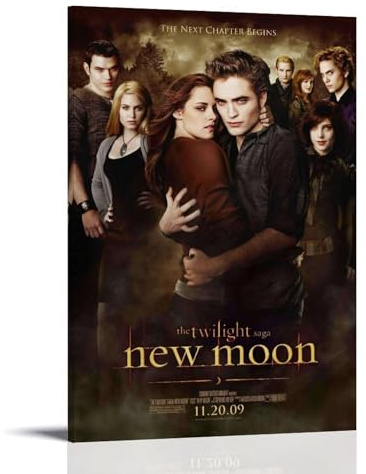 HURYEORHYH The Twilight Saga New Moon Poster, Druck, Wandkunst, Vintage-Poster, dekoratives Gemälde, ästhetische Leinwand-Dekoration für Wohnzimmer, Schlafzimmer, 50 x 75 cm, Rahmenstil