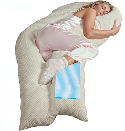 Traumreiter Seitenschläferkissen Visco XL, Memory Foam + Watte [Wendekissen] orthopädisch | Schwangerschaftskissen zum Schlafen, Stillkissen Kissen, Komfortkissen mit Bezug Leinen farbig