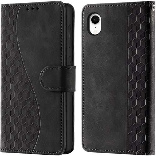 CaseGla Handyhülle für iPhone XR Hülle Leder Wallet Schwarz | RFID-Blockierung, 3 Kartenfächer & 1 Geldfach, Magnetverschluss, Standfunktion, robuste PU leder klapphülle für iPhone XR