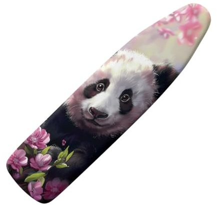 Housse Table à Repasser Panda Fleur Rose Housse Planche à Repasser Élastique Housses pour Tables à Repasser Réfléchit la Chaleur Épaissir Housses de Repassage Montage Rapide 140x50cm