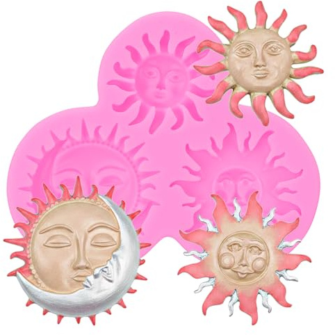 Moules en silicone en forme de soleil, lune et soleil, moule à chocolat de lune, moule en silicone 3D, moule en argile polymère, moule en silicone époxy