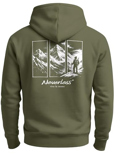Neverless® Herren Hoodie Backprint Outdoor Wandern Motiv Kapuzen-Pullover Männer Fashion Streetstyle