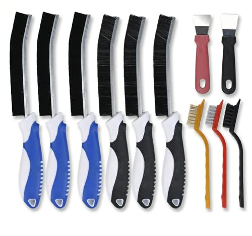 11PCS Fugenbürste Borsten Multifunktionale Drahtbürste Klein Reinigungsspatel Fugenbürste Bad Hartborsten Eckenreinigungsbürste Reinigungsbürste für Haushalt, Küche, Fahrzeug,Toilette