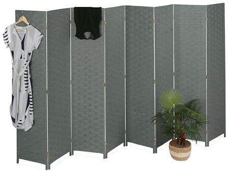 Relaxdays Paravent Raumteiler, HxB: 170x320 cm, Faltbarer Raumtrenner, Sichtschutz 8-teilig, Holz, Papierseil, Farbwahl | faltbarer Raumtrenner, 8-teiliger Sichtschutz, Holz & Papierseil
