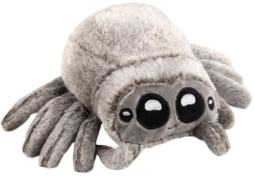 MUYAPAY Spinne Kuscheltier mit Großen Augen Kuscheltier Spinne Weich | Realistisch Spider Niedlich und Beruhigend Spiders Heimdekoration für Halloween Kinder, Erwachsene Sammler(Braungrau)