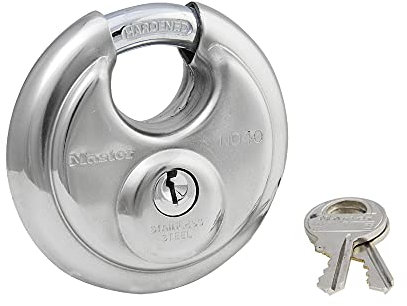 Master Lock 40 Kadpf redondo candado con grillete apantallado, acero inoxidable