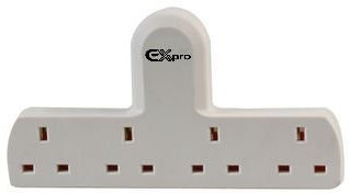 Ex-Pro® Mains Socket Adaptor 4 Gang, Four way adaptor that plugs directly into a 13A socket giving four outlets, without the need for an extension lead.