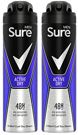 Sure men (Pacxk of 2) Anti-Perspirant Deodorant Spray X 150 ml (Active)