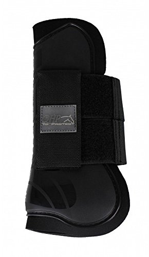 QHP Hartschalen-Gamaschen vorne innen Neopren Klettverschluss (Warmblut, Schwarz)