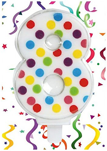 Guirca Konfetti Kerze Nummer 8 - Deko Geburtstag Kuchen ca. 6,5 cm