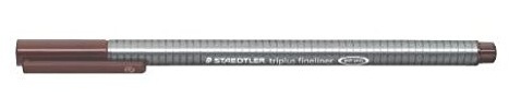 Staedtler Pack of 3 Triplus Fineliner Pens –Line 0.3 mm, Van Dyke Brown