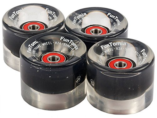 FunTomia 4X Miniboard/Skateboard LED Rollen 59x45mm inkl. ABEC-9 Kugellager Härtegrad 82A