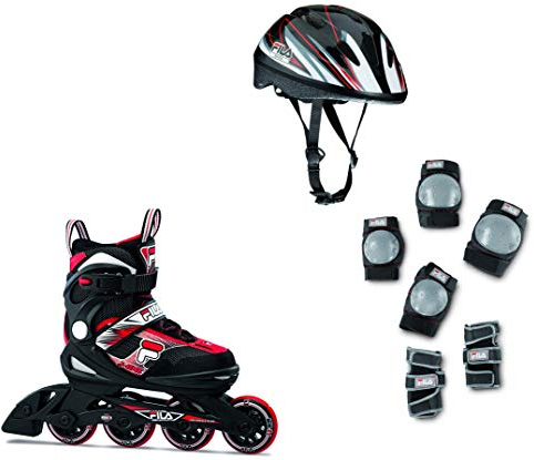 FILA Jungen J-one Combo 3 Set Inline Skate, Black/RED, L (36-40)