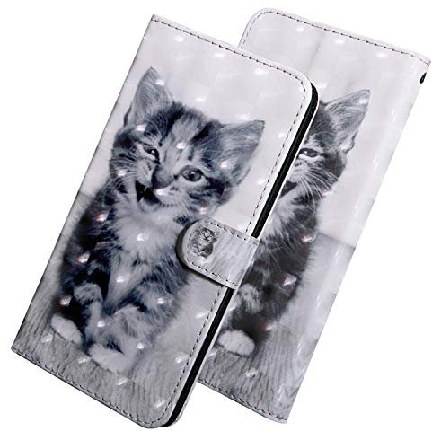 HMTECH iPhone XS/iPhone X Case 3D Cute Little Cat PU Leather Wallet Flip Case with KickStand Card Holders Bookstyle Magnetic Closure Cover for iPhone X 5.8 Inch,Little Cat