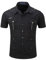 Iris Sprite Mens Short Sleeve Shirts Cotton Button Cargo Shirts (UK, Alpha, L, Regular, Regular, Black)