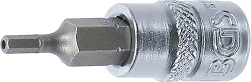 BGS 5156-2-5 | Bit-Einsatz | Innensechskant mit Bohrung 2,5 mm | Antrieb Innenvierkant 6,3 mm (1/4) | Länge 38 mm | Chrom-Vanadium-Stahl | verchromt, matt | mit Rändelung