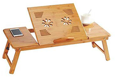 REYG Supporto Portatile per Laptop in bambù Tavolo Pieghevole per Notebook Tavolo per Laptop Vassoio da Letto Design in Stile Floreale Giochi sul Tavolo da Letto,PurpleFlower