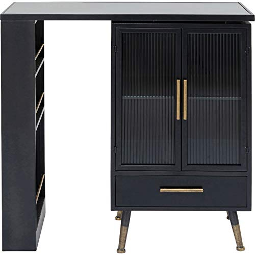 Kare Design Barschrank La Gomera, Schwarz, Schrank, Aufbewahrung, Ablage, Stahlgestell, Holz, Wohnzimmer, Esszimmer, 92x90x40 cm (H/B/T)