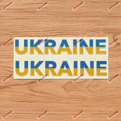Ukraine Buchstaben Ukrainische Flagge Farbe Aufkleber Sticker Vinyl - 2er Pack reflektierend 15,2 cm - für Auto Boot Laptop Fenster