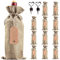 LZYMSZ 12 Stück Sackleinen Weinbeutel, Wiederverwendbare Weinflasche Geschenktüten mit Kordelzug, Tags, Seile und Flaschenverschlüsse, Weinflaschenabdeckungen (Wood)