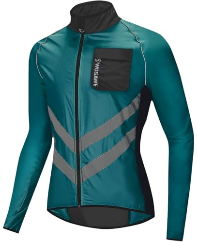WOSAWE Veste Haute visibilité Hommes Coupe-Vent Ultraléger Respirant Gilet Réfléchissant avec Poches pour Course à Pied ou Vélo