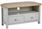 Home Source Corner TV Stand Entertainment Cabinet Television Unit, Oak Effect, Grey, 2 Drawer