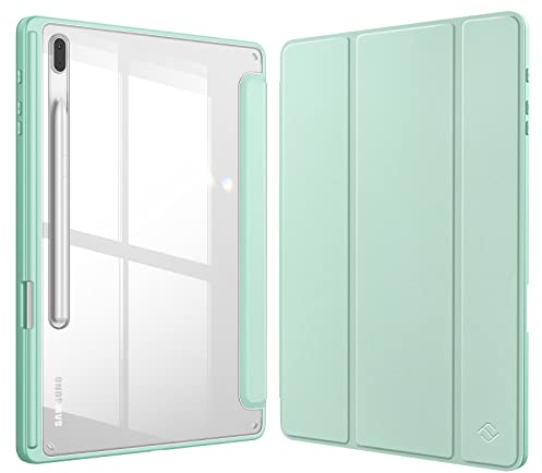 FINTIE Hybrid Slim Case for Samsung Galaxy Tab S8 Plus / S8+ 2022/S7 FE 2021/S7 Plus 2020 12.4 Inch with S Pen Holder, Shockproof Cover with Clear Transparent Back Shell, Auto Wake/Sleep, Green