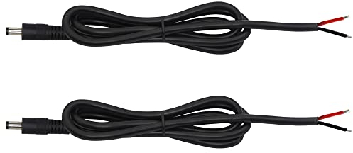 GINTOOYUN DC Power Pigtails Kabel, DC 5,5 mm x 2,5 mm Stecker auf blankes Kabel, offenes Ende, Netzteil, Ersatzkabel, für Überwachungskamera, LED-Lichtstreifen, DVR, 1 m, 2 Stück