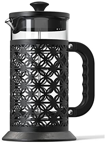 LTLWSH Cafetière à Piston INOX, 1L Cafetière Piston, French Press en INOX et Verre, Cafetiere pour Maison, Bureau,Noir,A