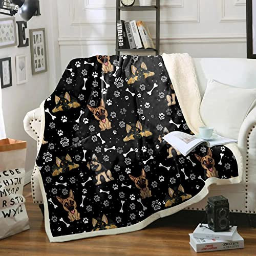 Deutscher Schäferhund Kuscheldecke Kinder Erwachsene Decke Flauschig Flanell Fleecedecke Wohndecke Soft 3D Tier Hund Drucken Warm Winter Mikrofaserdecke Sofadecke Tagesdecke 150x200 cm