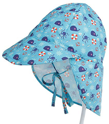 Lazz1on Baby Sonnenhut mit Nackenschutz UV Schutz UPF50+ Jungen Mädchen Sommer Atmungsaktiv Strandhut für Angeln Reise Schwimmbad Outdoor Ausflug Hut