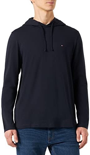 Tommy Hilfiger Men Long-Sleeve T-Shirt with Hood, Blue (Desert Sky), S