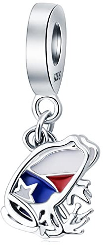 Puerto Rico Flagge Charm Anhänger, Fit Pandora Reise Armband, 925 Sterling Silber Puerto Rican Coqui Frosch Emaille Frog Beads, Geschenk für Weihnachten/Muttertag/beste Freunde