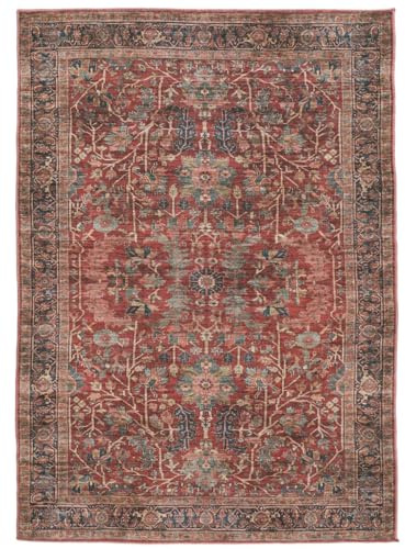 RugVista Khalifa Oriental Teppich, 160 x 230 cm, Rot | Orientalische, Rechteckig, Mittlerer Stapel, Maschinenwäsche, Oeko-Tex 100, Wohnzimmer, Schlafzimmer, Küche