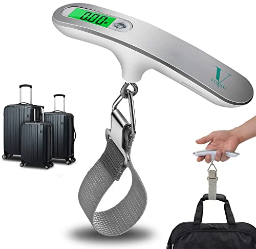 VOXXU Precise Digital Luggage Scale with 110lb/50Kg Capacity – Portable Suitcase Weighing Scales | Accurate Luggage Scales for Suitcases | Heavy Duty Weighing Scales for Luggage | Travel Accessories