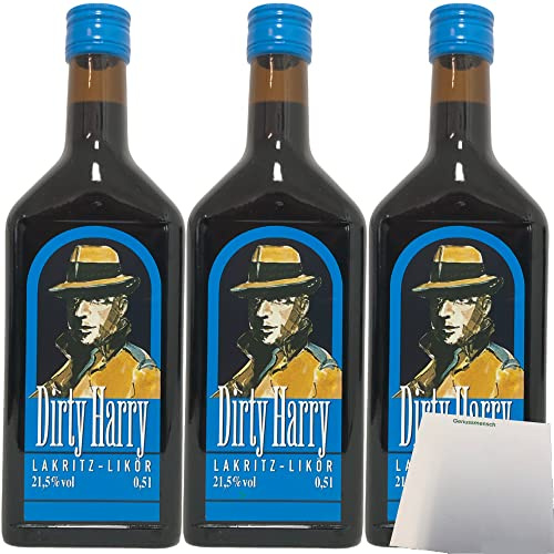 Dirty Harry Lakritz Likör 21,5% 3er Pack (3x0,5 Liter Flasche) + usy Block