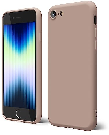 oakxco for iPhone SE Case 3rd Generation 2022/2020/2nd Silicone, iPhone 7/8 Case, Soft Rubber Gel Elegant Thin Slim TPU Matte Smooth Cover for Women Girl Cute, Brown Khaki