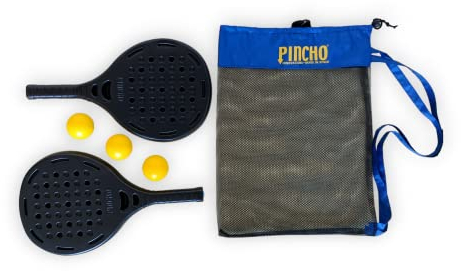 Pincho Palas de Padel Playa, Raquetas de Playa,Juega Estilo Frescobol, Pickleball, Beach Tennis, 2 Palas + 3 Pelotas EVA, Impermeable al Agua (Negro con Mochila)