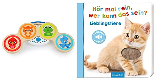 Baby Einstein Magic Touch Wooden Drum Musical Toy & Hör mal rein, wer kann das Sein? – Lieblingstiere: Streicheln und hören Kinder ab 18 Monaten