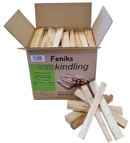 Feniks Anzündholz 20 Liter (ca. 5-6 kg) – trockenes Holz für Kamin und Grill (Länge ca. 25 cm)