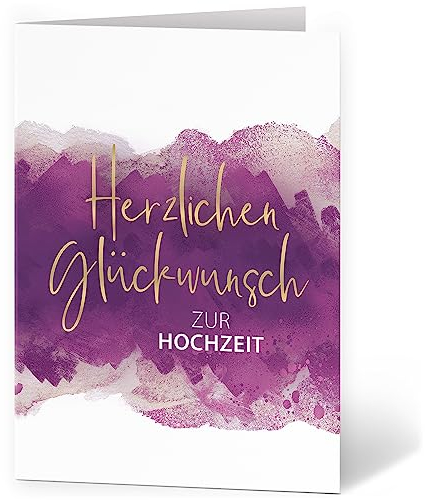 XXL Glückwunschkarte (A4) | zur Hochzeit | mit Umschlag | Aquarell Lila | edle und hochwertige Klappkarte | Große Design Karte zum Verschenken | Maxi Karte Überformat