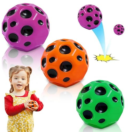 3 Moon Ball Jump Ball Hohe Springender Mini Gummiball High Bouncing Ball Lightweight Springen Ball Space Ball Spielzeuggeschenke für Kinder Grün Orange lila