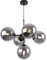 Light-Home Imperia Hängelampe - Deckenlampe für Wohnzimmer Schlafzimmer und Esszimmer- Pendelleuchte aus Metall und Glas - E14-5-Flammig - Schwarz Basis und Dunkelgrau