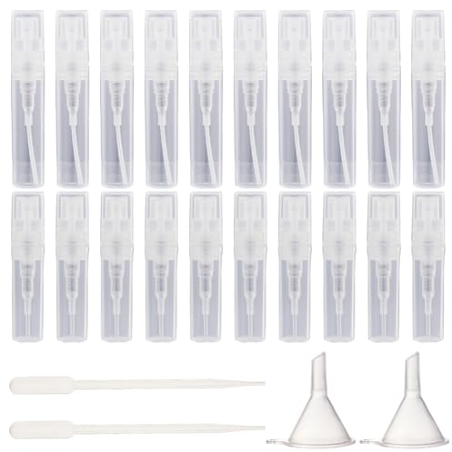 GORGECRAFT 32 pz 2 stili Flaconi per Campioni di Profumo 2 ml 3 ml Flacone Spray per Profumo Nebulizzatore Atomizzatore Trasparente Fiale per Campioni di Profumo Bottiglia di Fragranza con Imbuto e Co