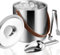 Bakpoco Double-Wall Vacuum Insulated Ice Bucket with Lid, Scoop, Ice Tong, Strainer & Leather Handle Keep Ice Frozen Longer Large Wine Ice Buckets for Cocktail Bar,Parties Chilling Beer Champagne 3L