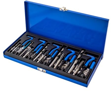 Bituxx Gewinde Reparatur Werkzeug Satz 131 tlg. (M5 M6 M8 M10 M12) Schneideisen Bohrer Gewindeschneider