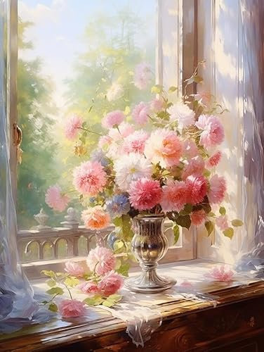 Taxpy Handgemalte Wandbilder Frische Blumen in Vase,Q,60 * 80cm Leinwand Bilder für Küche Badezimmer Kunstdrucke Wanddekoration für Schlafzimmer Büro Esszimmer Wohnzimmer
