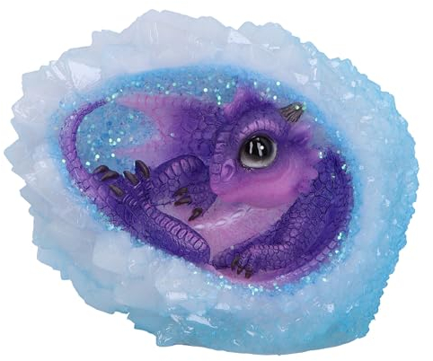 Nemesis Now Geodennest (lila) Drachenfigur 12,5 cm, Harz, lila/blau, lila Dragonling in Kristallgeode, Dragonling zum Sammeln, aus feinstem Harz gegossen, fachmännisch handbemalt