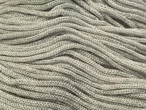 filati italiani cordini laminati Swan Glitter 500g - 450 metri per borse handmade e molto altro ancora (panna/argento, THAI GLITTER)