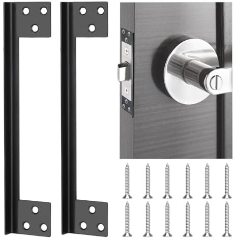 2-Pack Door Latch Guard Plate, Heavy Duty Stainless Steel Outswing Door Security Protector, Upgraded 7 Inch Latch Guard Plate Cover for Block Access Door Lock Protector